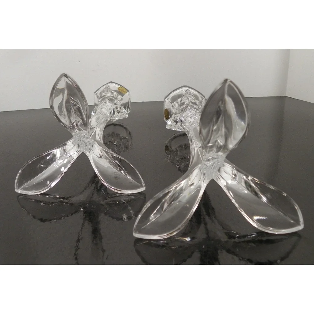 Set of 2 Cristal D'Arques BANDOL Candlesticks Glass 24% Lead Crystal